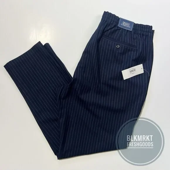 Polo Ralph Lauren Wool Blend Tapered Pinstripe Pants Blue 36x31